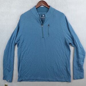 Free Fly Pullover Mens Large Blue 1/4 Zip Sweater Golf Performance Bamboo